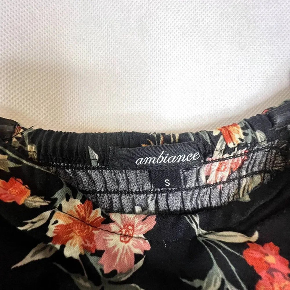 Ambiance Floral Flutter‎ Sleeve Maxi Dress Split Skirt Size Small - Picture 12 of 13